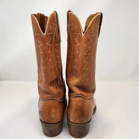 Landis Mens Brown Leather Embroidered Western Cowboy Boots Size 10 D Pull On