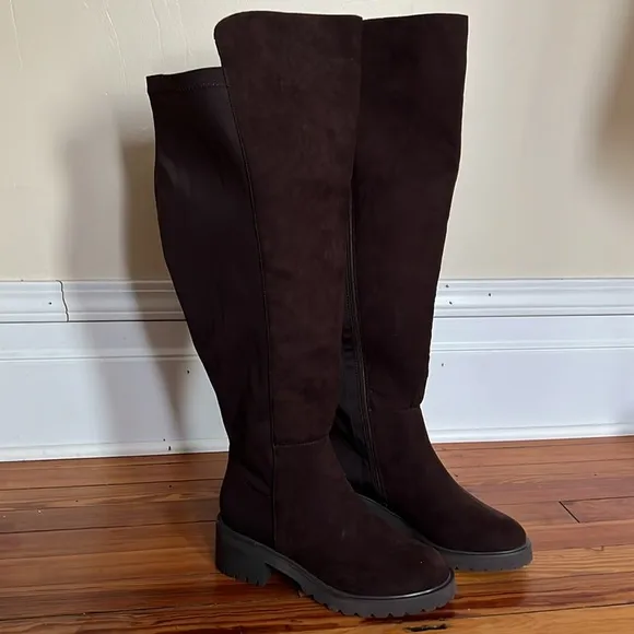 Lane Bryant Extra Wide Calf Over the Knee Lug Sole Boots in Chocolate Brown 9EWC