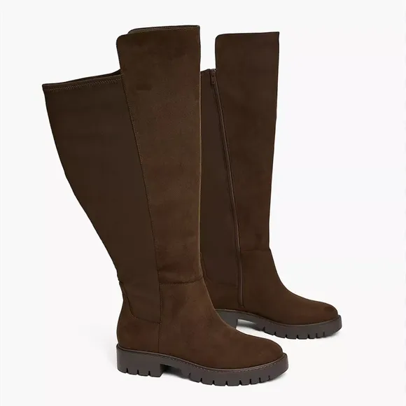Lane Bryant Extra Wide Calf Over the Knee Lug Sole Boots in Chocolate Brown 9EWC