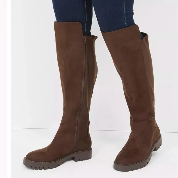 Lane Bryant Extra Wide Calf Over the Knee Lug Sole Boots in Chocolate Brown 9EWC