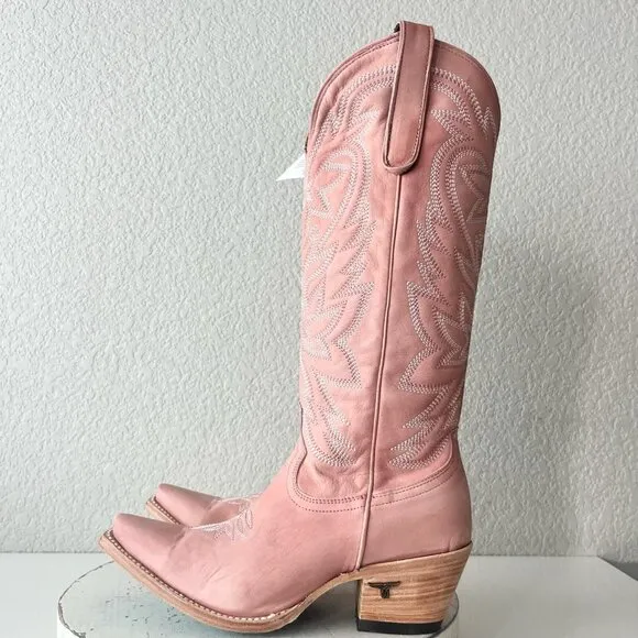 Lane SMOKESHOW Womens Cowboy Boots 8.5 Pink Leather Western Cowgirl Mid Calf