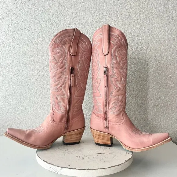 Lane SMOKESHOW Womens Cowboy Boots 8.5 Pink Leather Western Cowgirl Mid Calf