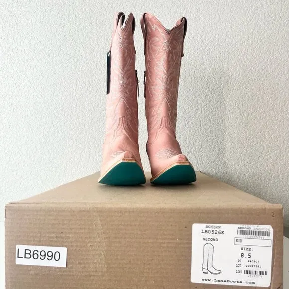 Lane SMOKESHOW Womens Cowboy Boots 8.5 Pink Leather Western Cowgirl Mid Calf