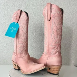 Lane SMOKESHOW Womens Cowboy Boots 8.5 Pink Leather Western Cowgirl Mid Calf