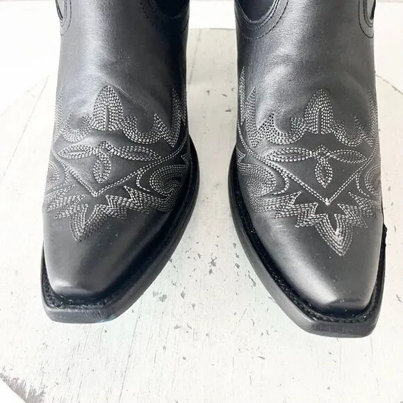 Lane LEXINGTON Womens Cowboy Boots 6 Black Leather Western Cowgirl Mid Calf Tall