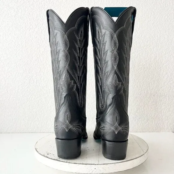 Lane LEXINGTON Womens Cowboy Boots 6 Black Leather Western Cowgirl Mid Calf Tall