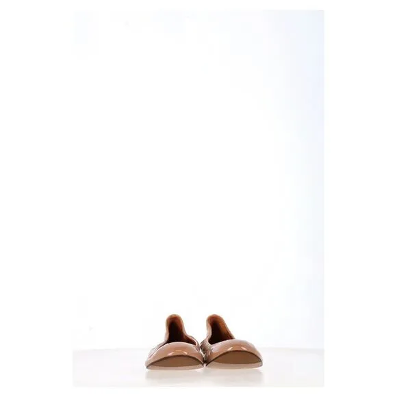 Lanvin Round-Toe Ballet Flats in Brown Patent Leather