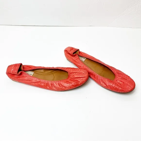 LANVIN | Signature Python Round Toe Classic Ballerina Flats