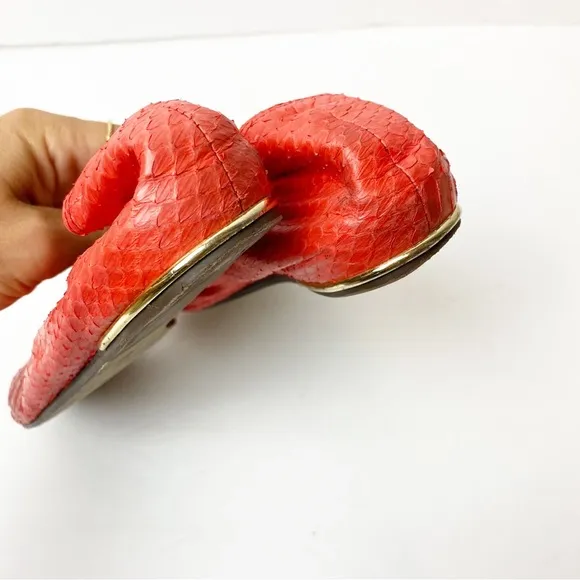 LANVIN | Signature Python Round Toe Classic Ballerina Flats