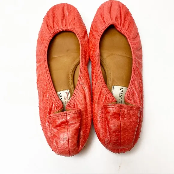 LANVIN | Signature Python Round Toe Classic Ballerina Flats