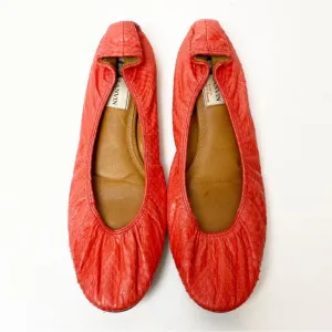 LANVIN | Signature Python Round Toe Classic Ballerina Flats