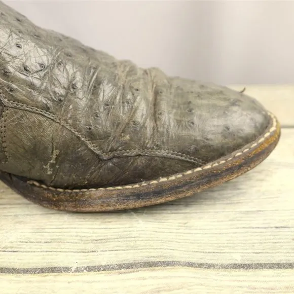 Laramie Cowboy Boots Gray Ostrich Leather Mens 7.5