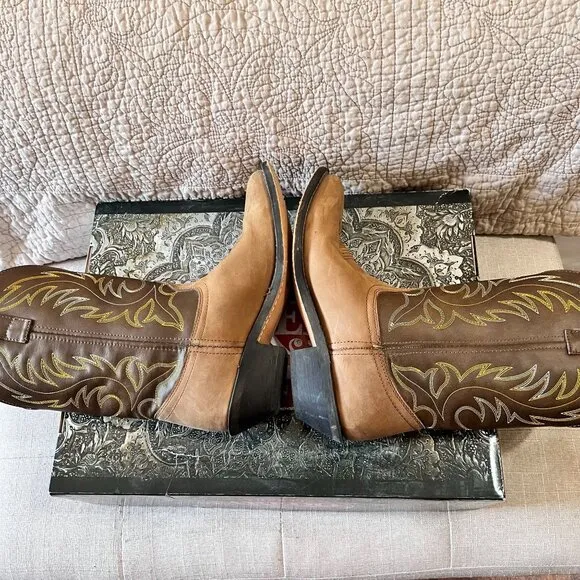 Laredo Kadi 5742 Womens Tan Distressed Western Cowboy Boots size 8.5 Wide