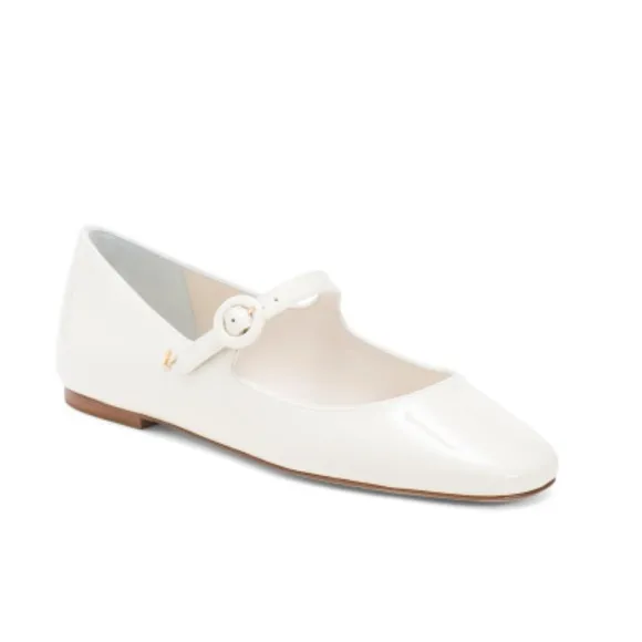 LARROUDE Ivory Patent Leather Blair Ballet Flats