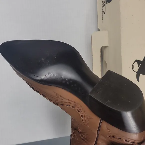 Larry Mahan Vintage Leather Tan Taupe Western Cowboy Cowgirl Boots