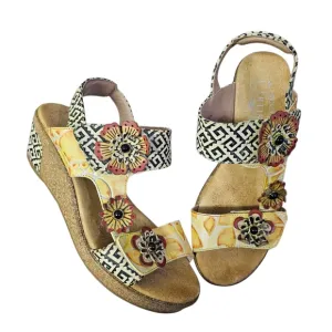 L'Artiste By Spring Step Radd Floral Cork Wedge Sandals Women's Size EU39 US8.5
