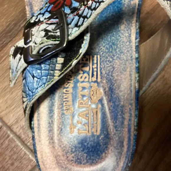L'artiste Kindness Blum Slide Sandals in Blue Multi EU40/US9