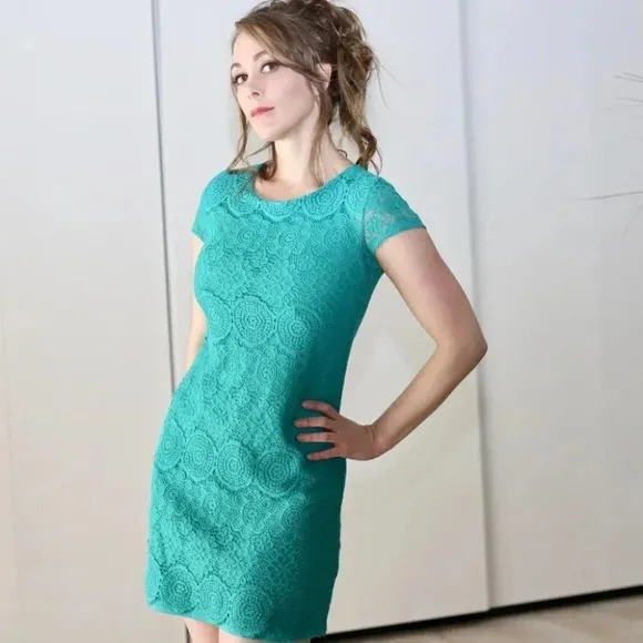 Laundry teal lace dress