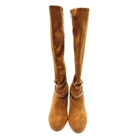 LC Lauren Conrad Haworthia New Knee High Heeled Wide Calf Boots Brown Size 8.5