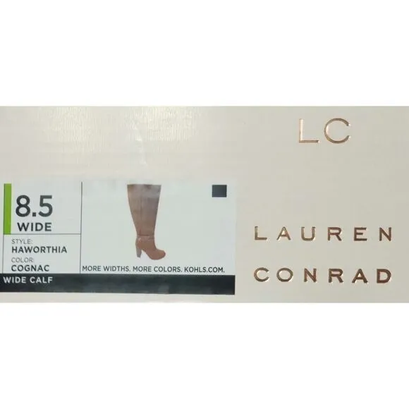 LC Lauren Conrad Haworthia New Knee High Heeled Wide Calf Boots Brown Size 8.5