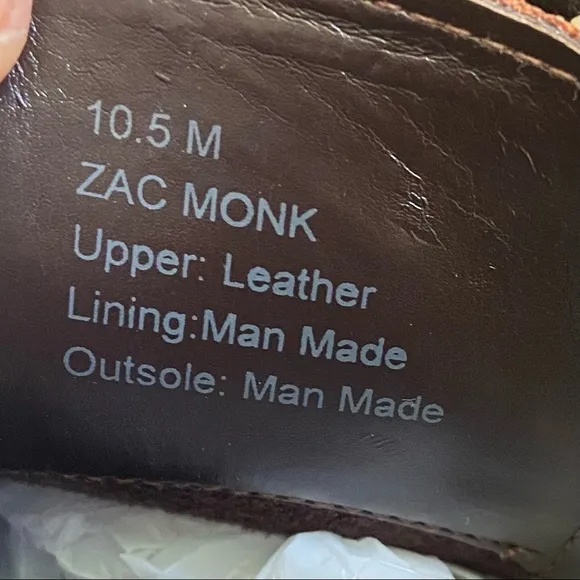 Leather Dress Shoes Loafers Brown Zac Monk Double Buckle Business Professional