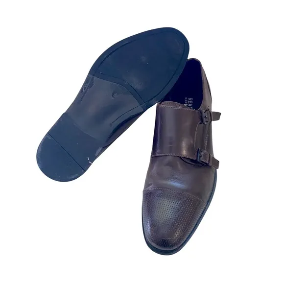Leather Dress Shoes Loafers Brown Zac Monk Double Buckle Business Professional