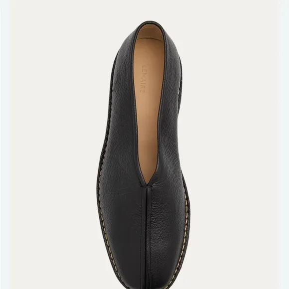Lemaire Black Leather luxury Loafers Sleek Minimalist Design size 40 new