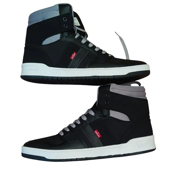 Levi's BB Men's Black/Gray Round Toe Lace Up High-Top Sneakers Size 12M NWB