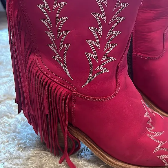 Liberty Black Fushia Fringe Cowboy Boots - Size 9