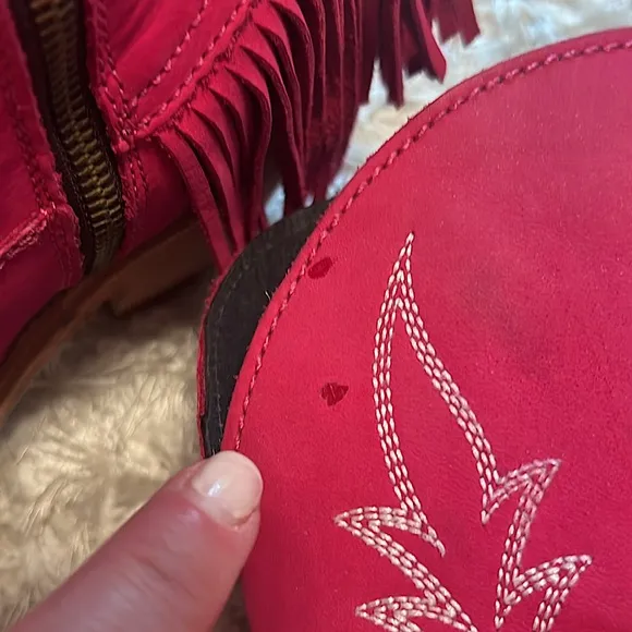 Liberty Black Fushia Fringe Cowboy Boots - Size 9