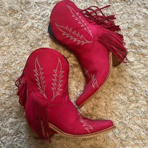 Liberty Black Fushia Fringe Cowboy Boots - Size 9