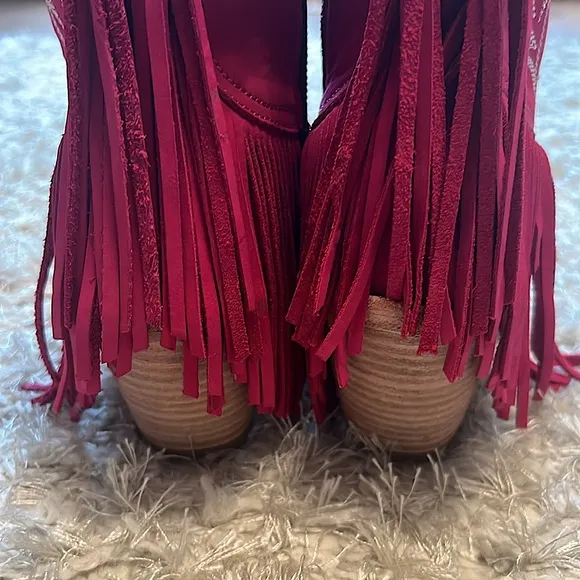Liberty Black Fushia Fringe Cowboy Boots - Size 9