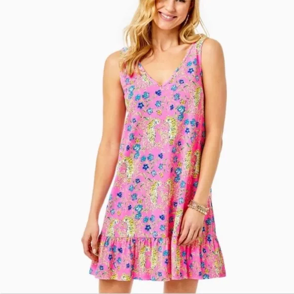 Lilly Pulitzer Camilla Dress SZ S Prosecco Pink Tigress Garden