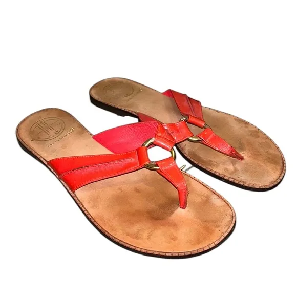 Lilly Pulitzer McKim Deep Coral Patent Leather O-Ring Sandals - 8