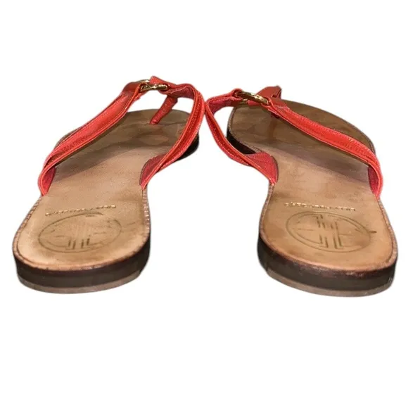 Lilly Pulitzer McKim Deep Coral Patent Leather O-Ring Sandals - 8