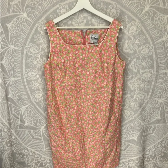 Lilly Pulitzer Pink Floral Dress Pineapple Floral L Large