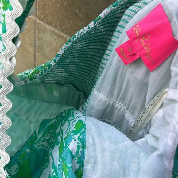Lilly Pulitzer Pollie Cotton Midi Dress Botanical Green Safari Sangria Size 10