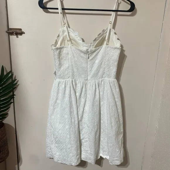 Lilly Pulitzer Rika Fit And Flare Dress White Scalloped Lace Cutout Womens 0