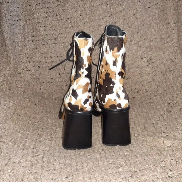 L'INTERVALLE-Dusseldorf-Multi Cow Pony Hair-Calf High Boots-Zip-Sz 39-Near Mint