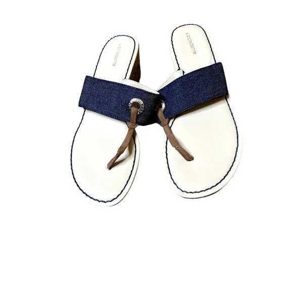 Liz Claiborne NEW  LC Lively size 9 womens sandals blue wedge cork heel thong