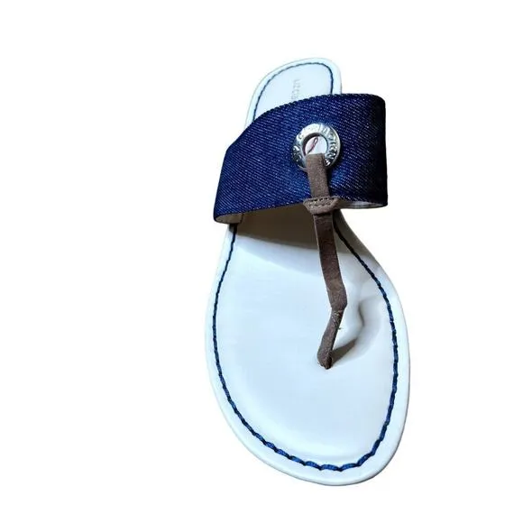 Liz Claiborne NEW  LC Lively size 9 womens sandals blue wedge cork heel thong