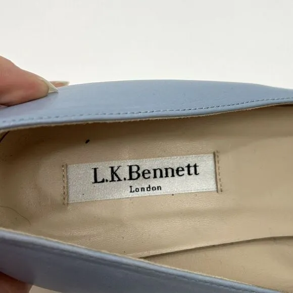 LK Bennett Wedges Womens EU 40.5 Blue‎ Eevie Espadrilles Leather Summer Beachy