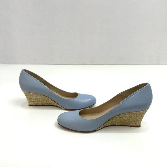 LK Bennett Wedges Womens EU 40.5 Blue‎ Eevie Espadrilles Leather Summer Beachy