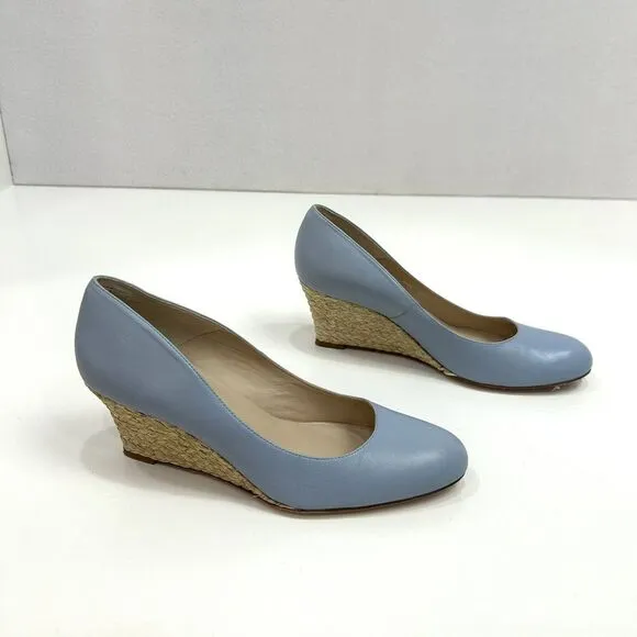 LK Bennett Wedges Womens EU 40.5 Blue‎ Eevie Espadrilles Leather Summer Beachy