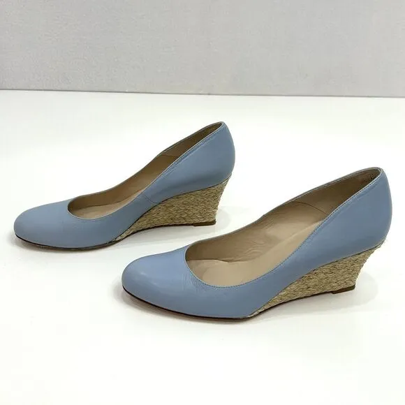 LK Bennett Wedges Womens EU 40.5 Blue‎ Eevie Espadrilles Leather Summer Beachy
