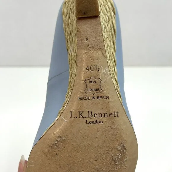 LK Bennett Wedges Womens EU 40.5 Blue‎ Eevie Espadrilles Leather Summer Beachy
