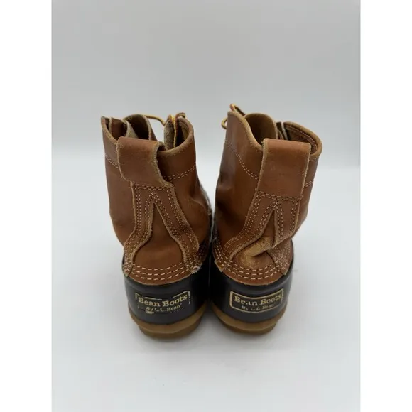 LL Bean Men's Brown Leather 8&quot; Lace Up Unlined Ankle Duck Boots Size 9 Wide