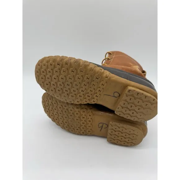 LL Bean Men's Brown Leather 8&quot; Lace Up Unlined Ankle Duck Boots Size 9 Wide