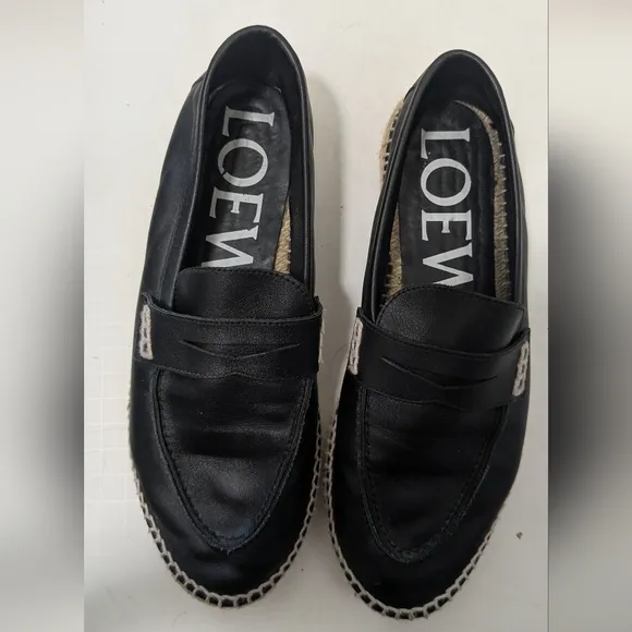 Loewe women’s loafer espadrilles Size Eur 40 black leather