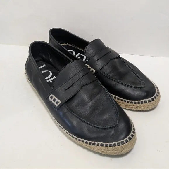Loewe women’s loafer espadrilles Size Eur 40 black leather